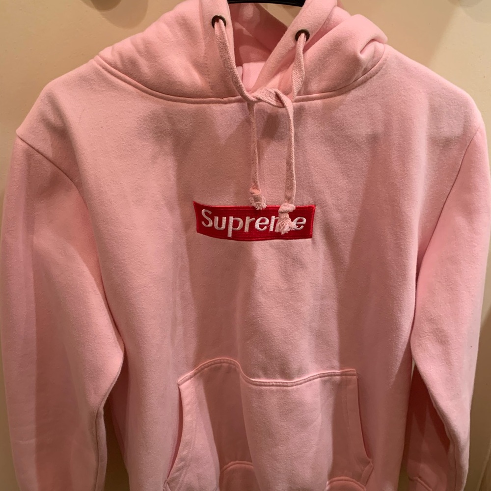 Pink supreme hoodie